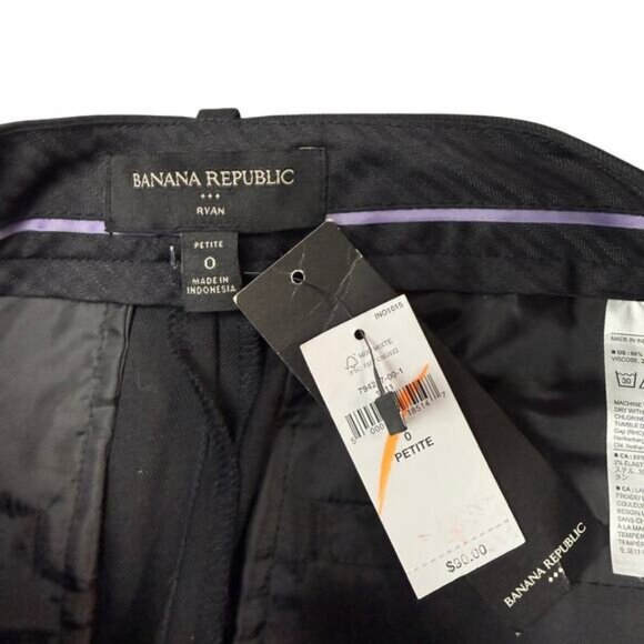 NWT BANANA REPUBLIC Ryan Fit Mid Rise Straight Leg Trouser Pant Sz 0 PETITE - Picture 3 of 6